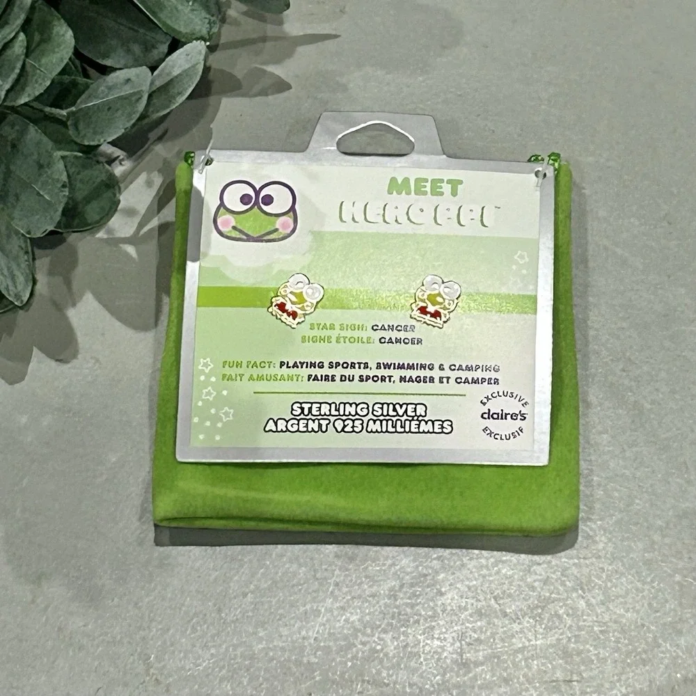 Keroppi Sterling Silver Plated Charm‎ Earrings Kawaii Anime NEW